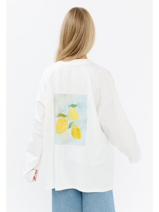 Mirons Mirons Longsleeve Print Biały Oversize