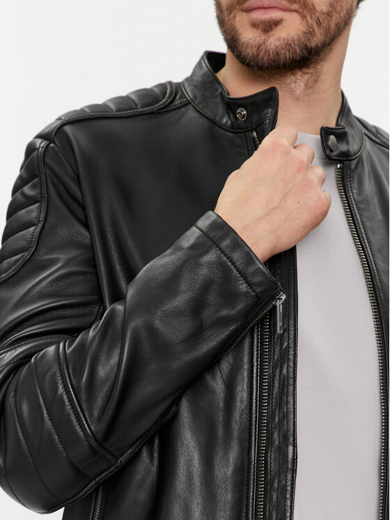 BOSS Boss Шкіряна куртка Jolur 50504104 Чорний Regular Fit