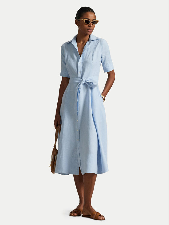 Polo Ralph Lauren Košeľové šaty 211969139001 Modrá Regular Fit