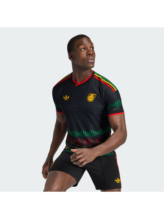 adidas adidas Koszulka techniczna Jamaica 26 x Bob Marley Away Authentic Jersey Czarny Slim Fit