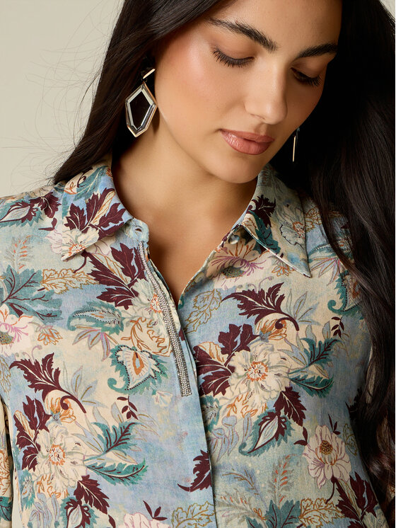 Oltre Oltre Camicia 5042R103295N001 Turchese Regular Fit