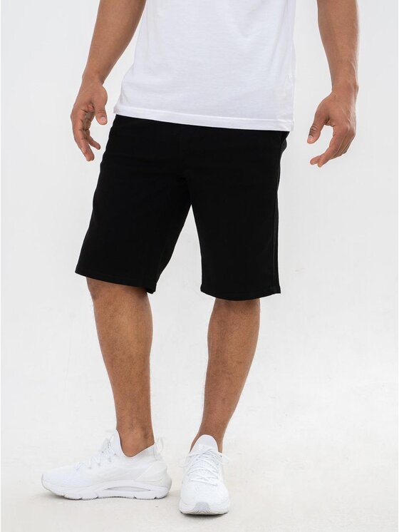 Jigga Wear Jigga Wear Szorty materiałowe Krótkie Spodenki Ze Ściągaczem Czarne / Białe Jigga Wear Crown M Czarny Regular Fit