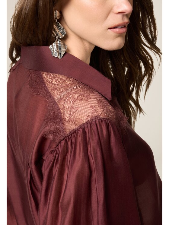 Oltre Oltre Blusa 2503J000747N036 Bordeaux Regular Fit