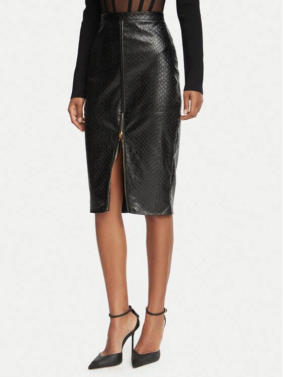 Elisabetta Franchi Elisabetta Franchi Спідниця зі штучної шкіри GO-244-67E2-V440 Чорний Fitted Fit