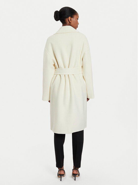 Marella Marella Cappotto di lana Marna 2423016011 Écru Regular Fit