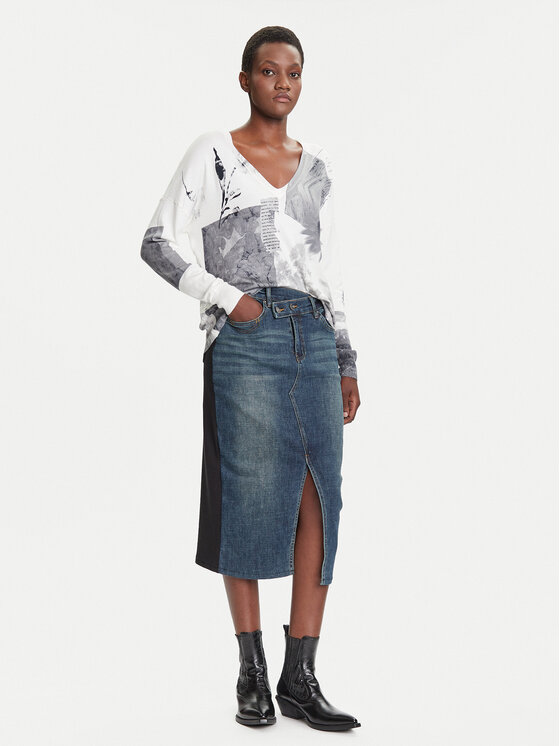 Desigual Desigual Дънкова пола Twisted 25WWFD03 Тъмносин Regular Fit
