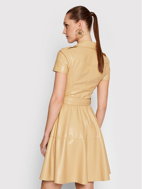 Elisabetta Franchi Elisabetta Franchi Rochie din imitație de piele AB-077-21E2-V540 Bej Slim Fit