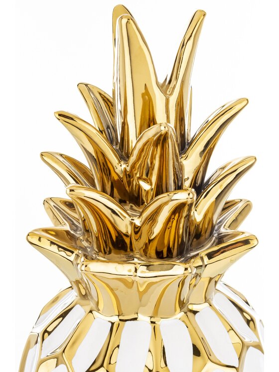 MIAhome MIAhome Figurka Ananas ceramiczny 31x14 cm PINE biało-złoty Biały