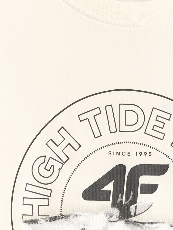 4F 4F T-Shirt CATCH THE WAVE Biały Regular Fit