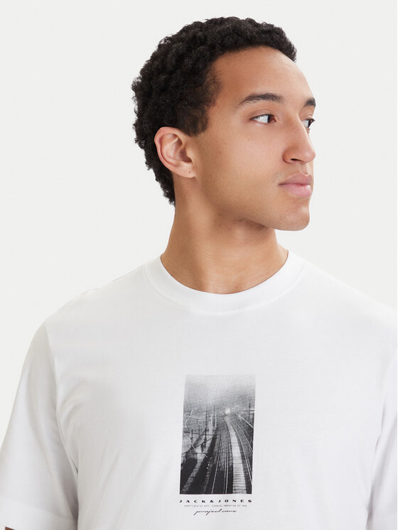 Jack & Jones Jack & Jones Tricou Fusion 12289870 Alb Relaxed Fit