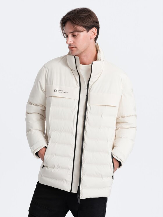 Ombre Ombre Zimní bunda OM-JAHP-0150 Écru Regular Fit