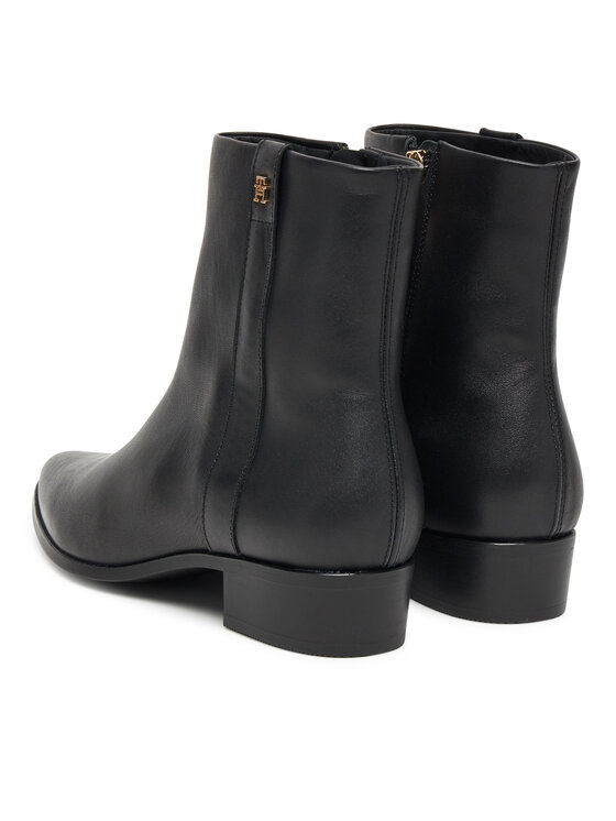 Tommy Hilfiger Tommy Hilfiger Botine Th Leather Pointy Zip Bootie FW0FW08980 Negru