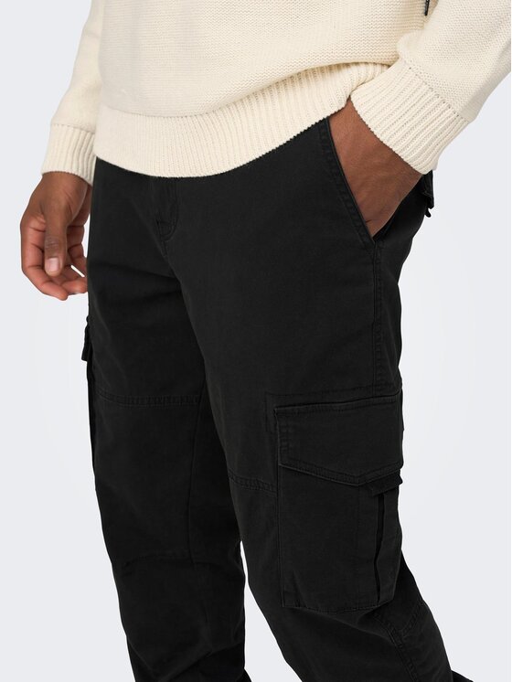 Only & Sons Only & Sons Kalhoty z materiálu 22025431 Černá Tapered Fit