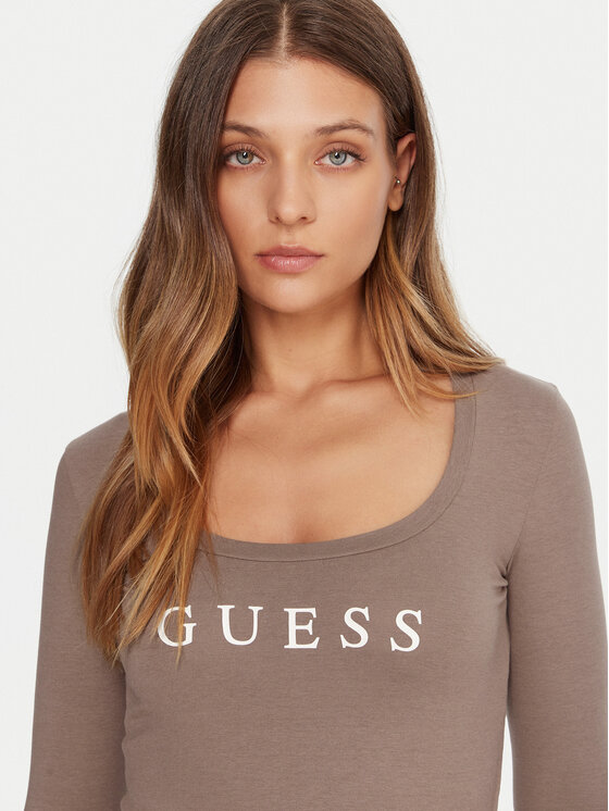 Guess Guess Blúzka O5RI00 KBBU1 Béžová Regular Fit