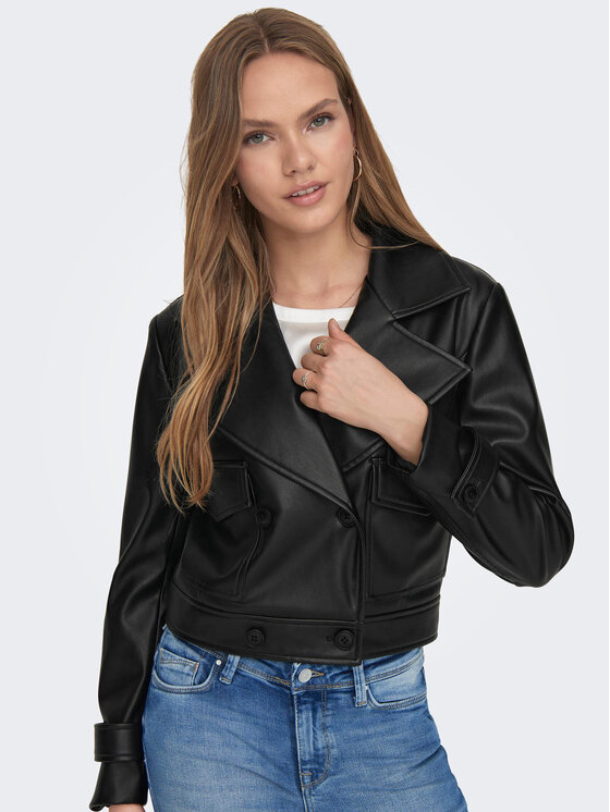 ONLY ONLY Jakna od imitacije kože 15293027 Crna Regular Fit