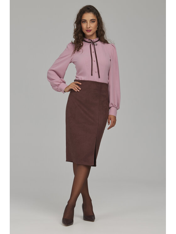 NIFE NIFE Spódnica midi SP89 Brązowy Fitted Fit