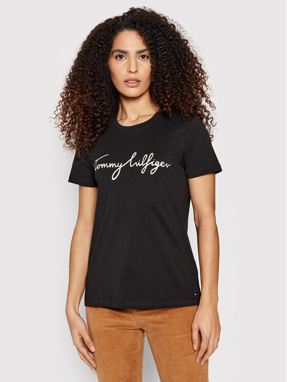 Tommy Hilfiger Tommy Hilfiger T-Shirt Heritage Crew Neck Graphic Tee WW0WW24967 Černá Regular Fit