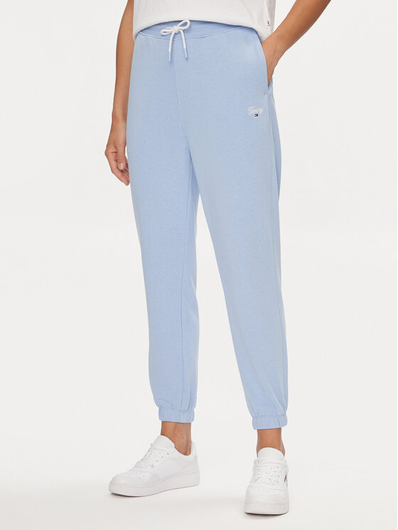 Tommy Jeans Teplákové nohavice Script DW0DW17771 Modrá Relaxed Fit