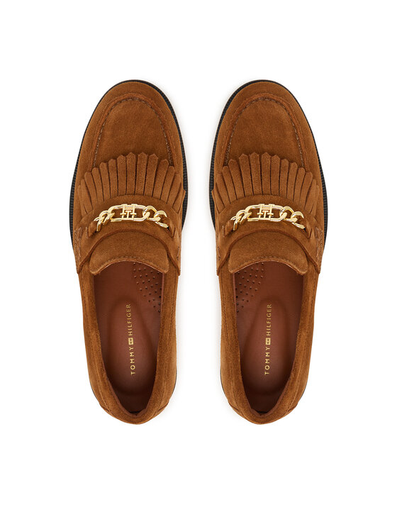 Tommy Hilfiger Tommy Hilfiger Slipper Th Chain Fringe Suede Loafer FW0FW09918 Braun