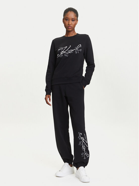 KARL LAGERFELD KARL LAGERFELD Jogginghose A3W10009 Schwarz Relaxed Fit