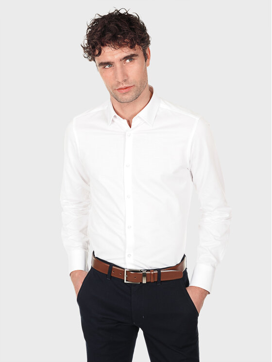 Evenemen Evenemen Koszula dzianinowa STICKAT Biały Slim Fit