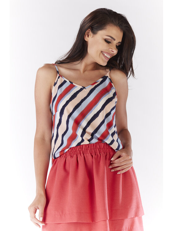 Awama Awama Bluzka A177 Kolorowy Basic Fit