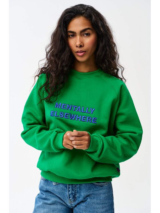 NAOKO NAOKO Bluza Mentally Elsewhere Zielony Reglan Fit