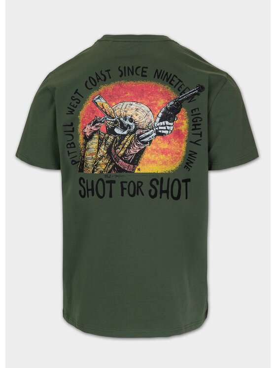PITBULL PITBULL T-Shirt Koszulka męska SHOT FOR SHOT 3XL Zielony Regular Fit