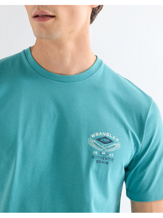 Wrangler Wrangler T-Shirt SMALL AMERICANA TEE Niebieski Regular Fit