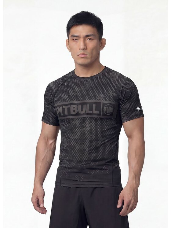 PITBULL PITBULL Koszulka techniczna HEX CAMO HILLTOP Czarny Regular Fit