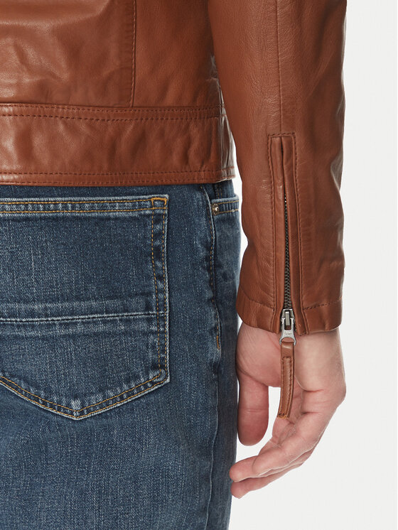 Serge Pariente Serge Pariente Usnjena jakna Tonic Rjava Slim Fit