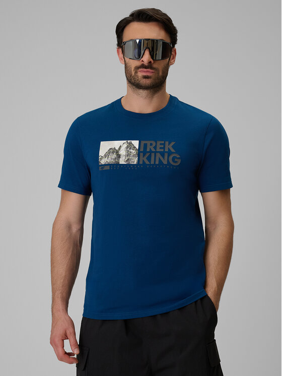 4F 4F T-Shirt TREKKING Turkusowy Regular Fit
