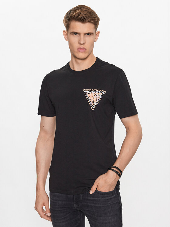 Guess T-krekls M3YI22 J1314 Melns Slim Fit