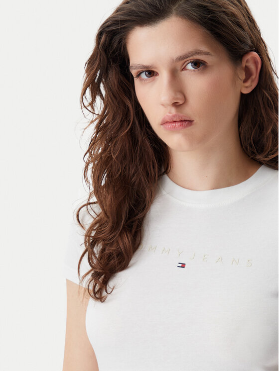Tommy Jeans Tommy Jeans Tričko Tonal Linear DW0DW20315 Écru Slim Fit