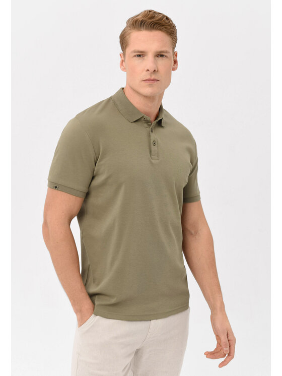 Volcano Volcano Polo O-VOLVI Zielony Regular Fit