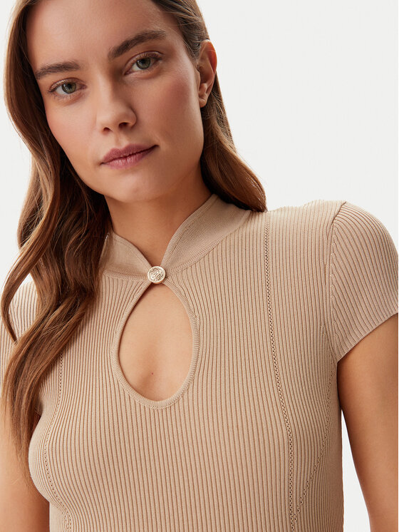 Guess Guess Džemper haljina W5GK46 Z3L10 Smeđa Slim Fit