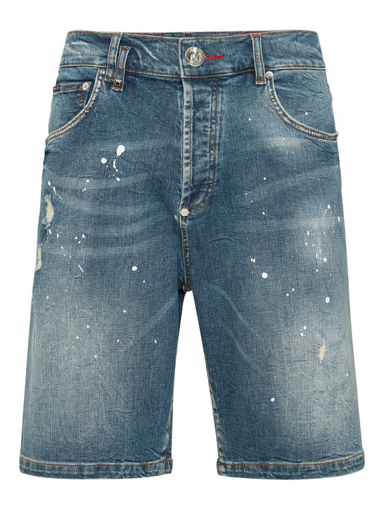 PHILIPP PLEIN PHILIPP PLEIN Džínsové šortky 24335 Modrá Loose Fit