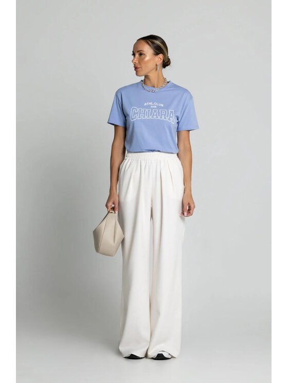 Chiara Wear Chiara Wear Spodnie materiałowe Spodnie PALLAZO damskie Écru Relaxed Fit