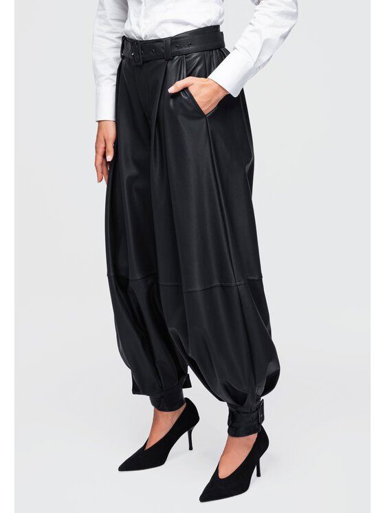 Ombre Ombre Spodnie materiałowe OW-PA-E0022 Czarny Relaxed Fit
