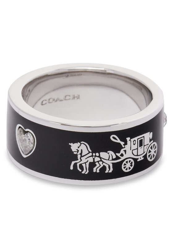 Coach Gredzens Enamel Horse & Carriage Band Ring 37479034RHO003 Sudraba