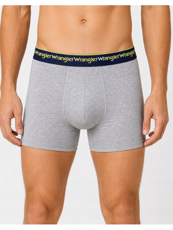 Wrangler Wrangler Bokserki Sand 3 Pack Cotton Elastane Trunks Niebieski