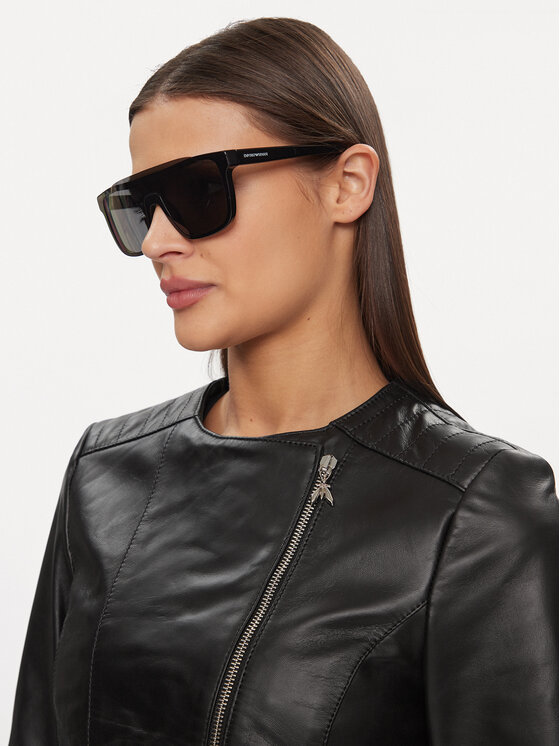 Patrizia Pepe Patrizia Pepe Bőrkabát CO0361/L1HZ-K103 Fekete Regular Fit