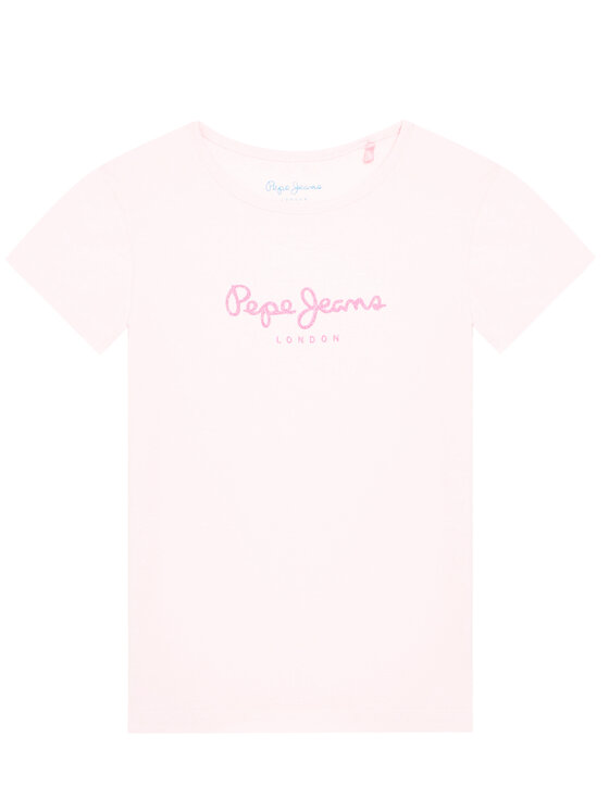 Pepe Jeans Jungen T-Shirt Hana Glitter - Baumwolle Mit Glitzer-Logo