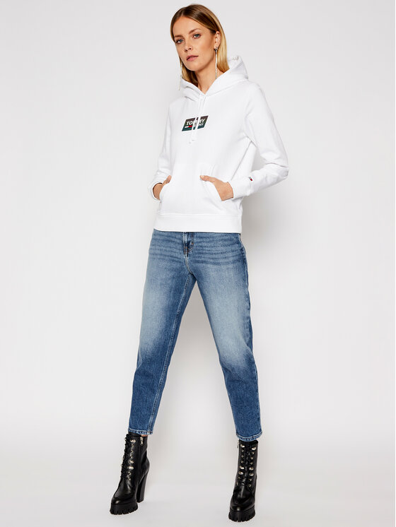 Tommy Jeans Džemperis Gradient Logo DW0DW09435 Balta Regular Fit • Modivo.lt