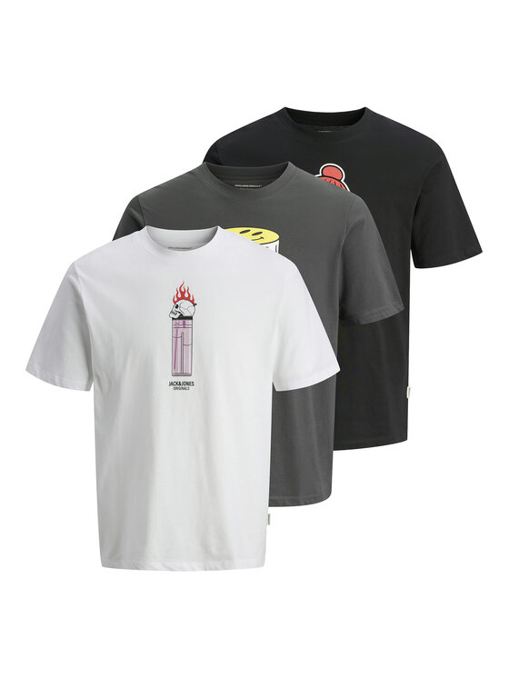 Jack & Jones Jack&Jones 3 t-kreklu kompleksts Holiday Skull 12294420 Daudzkrāsains Regular Fit