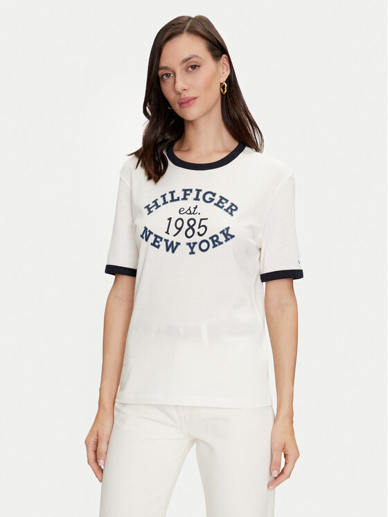 Tommy Hilfiger T-shirt Varsity Ringer WW0WW42585 Blanc Regular Fit