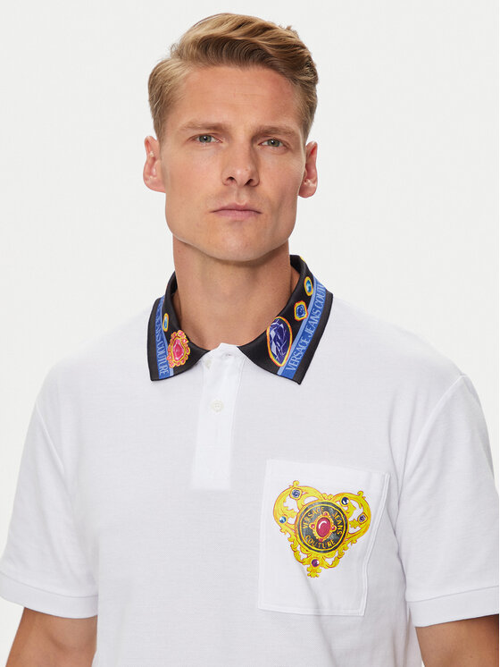 Versace Jeans Couture Versace Jeans Couture Polo 76GAGT11 Biały Regular Fit