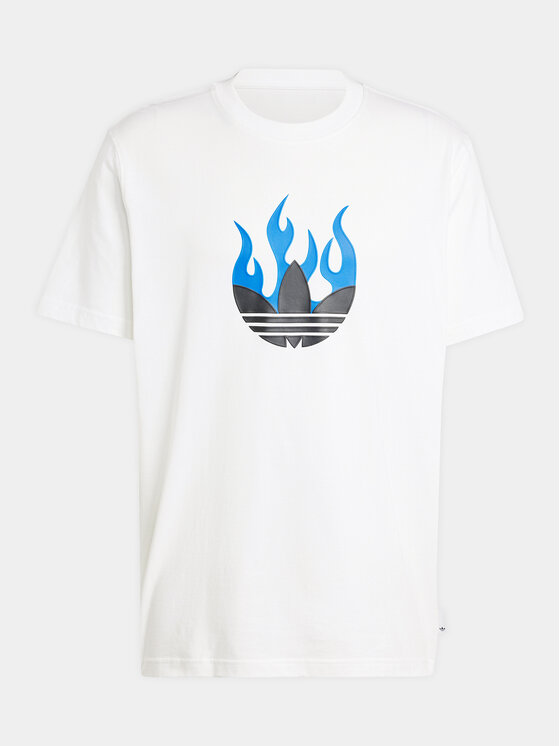 adidas adidas Tričko Flames Logo IS2944 Biela Loose Fit