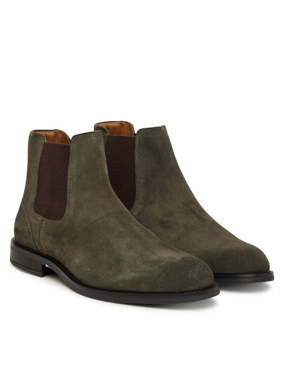 Tommy Hilfiger Tommy Hilfiger Боти тип челси Corporate Dressy Suede Chelsea FM0FM05953 Каки