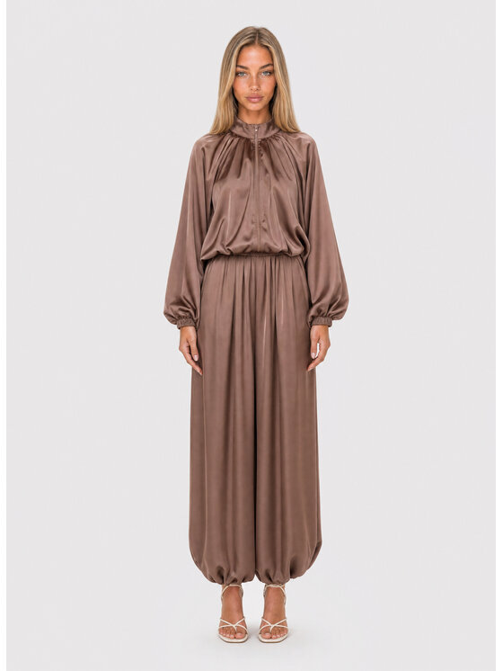 Agatha Studio Agatha Studio Komplet koszula i spodnie materiałowe A26LS-KA-K55 Brązowy Oversize